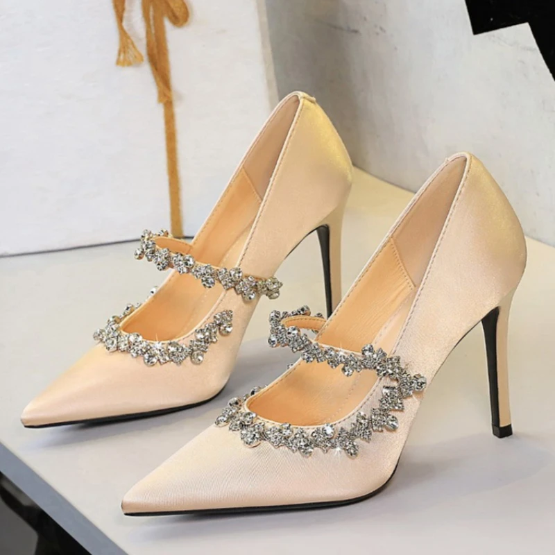 Womens Shoes 2026 New Water Diamond High Heels Slim Heeled Pointed Shoes for Women Headband Comfortable Sandals Zapatos De Mujer view 2