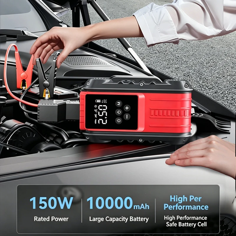 Car Jump Starter 1800A/600A 12V Car Tire Inflator Portable Charger Petrol Diesel Auto Starting Device Booster Emergency Starter