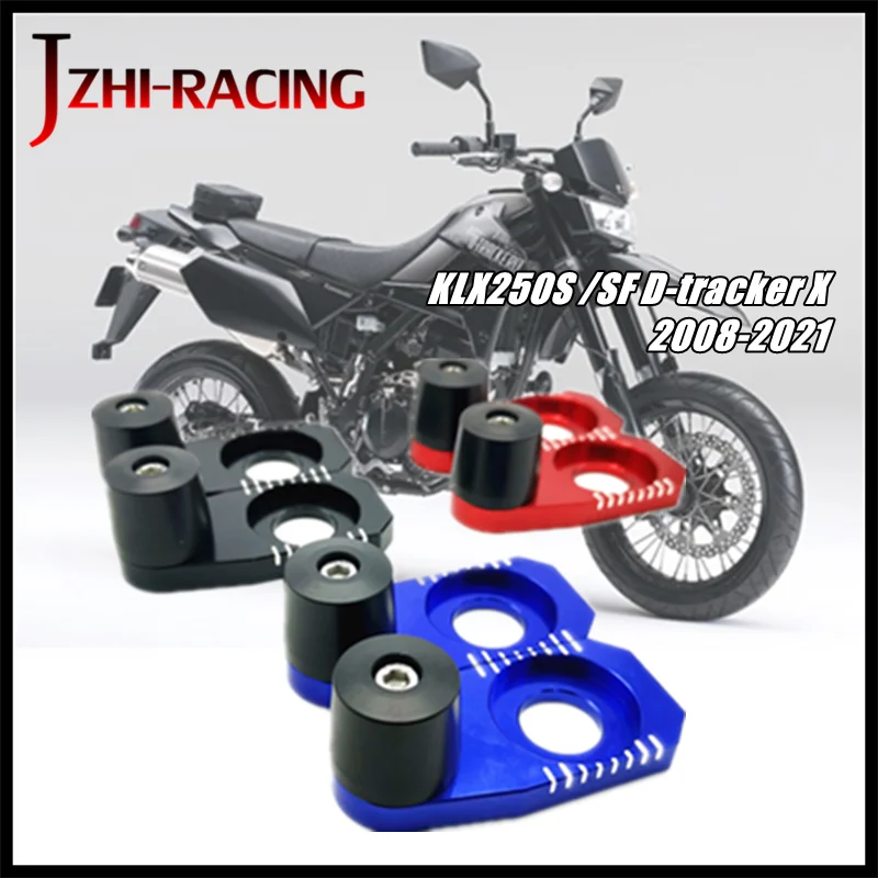FOR KAWASAKI KLX250  S SF D-tracker X 2008-2021 Motorcycle Accessories CNC Rear Axle Blocks Chain Adjuster Floor Protection.