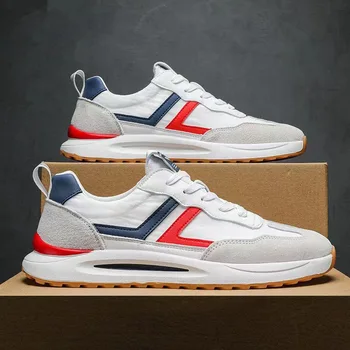 Trampki Męskie Jesień Nowy Trend Tkanina Oddychające Buty Casualowe Moda Studencka Sznurowane Gruba Podeszwa Lekkie Casualowe Buty Do Biegania