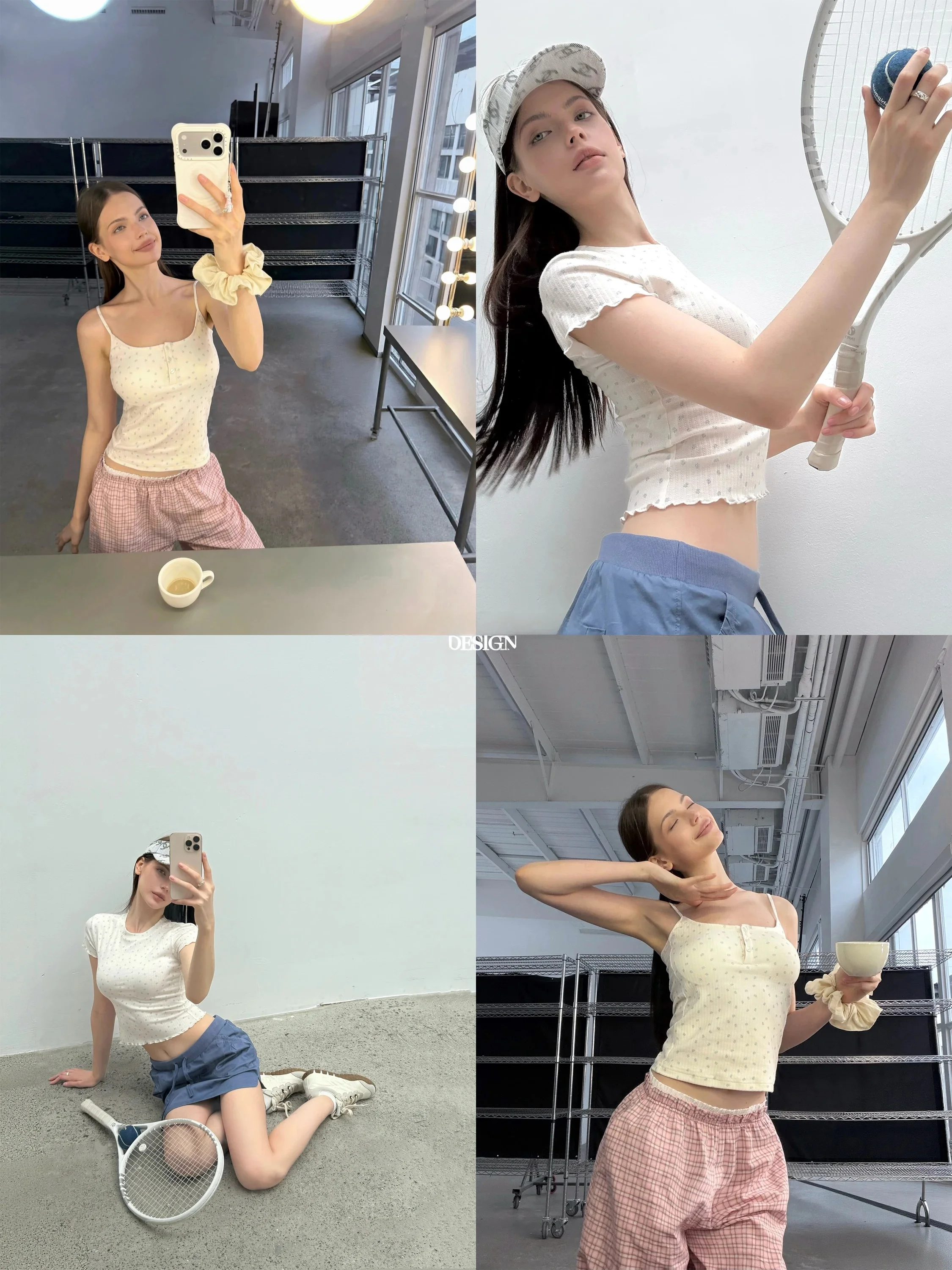 ZhouMiao Light Sweet BM Korean Floral Print High Elastic Short Sleeve Casual Set Women's Cotton Polyester Blend Summer T-Shirt