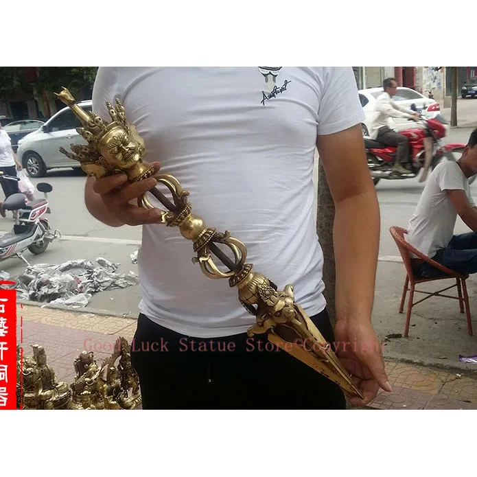 TOP COOL # Buddhism ghostdom FENG SHUI Horse head King Kong drop exorcism God magic pestle Weapon talisman 67CM view 4