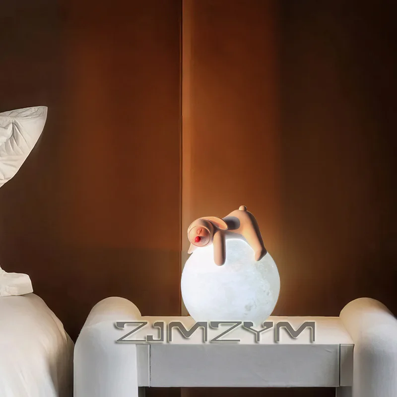 LED ضوء الليل لطيف أرنب الراتنج مصباح LED أضواء الليل المنزل السرير غرفة الديكور هدية عيد ميلاد