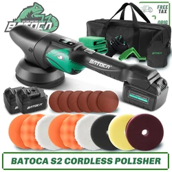 BATOCA S2 5Inch Cordless Car Polisher 8mm Orbital Wireless Polisher Dual Action Polishing Machine With 4000mAh Battery For Car