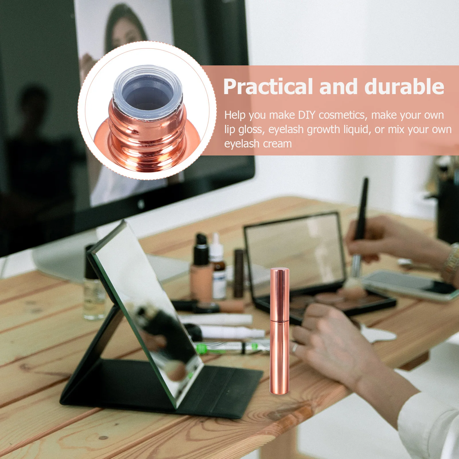 

4Pcs Empty Mascara Tubes Golden Refillable DIY Eyelash Cream Containers Leakproof Lightweight for Makeup Artists Beginners Daily