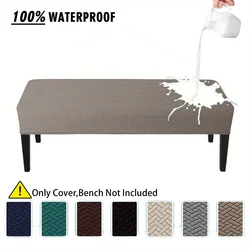 1Pc Waterproof Long Grid Jacquard Stretch Bench Cover with Waterproof Coating TPU Spandex Washable Soft Bench Seat Cushion Cover