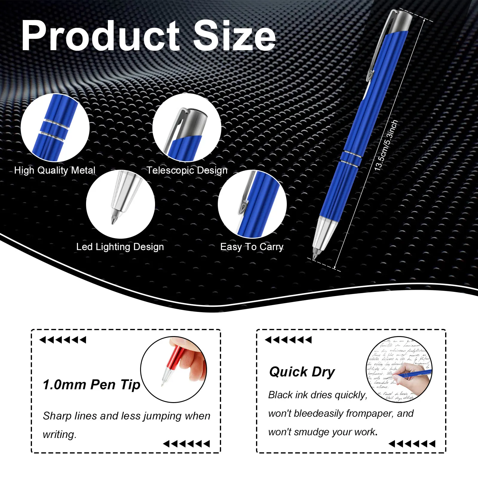 5 Pcs Lighted Tip Pen LED Light Up Ballpoint Pen for Writing in the Dark Portable Flashlight Writing Pen for Student Office Gift