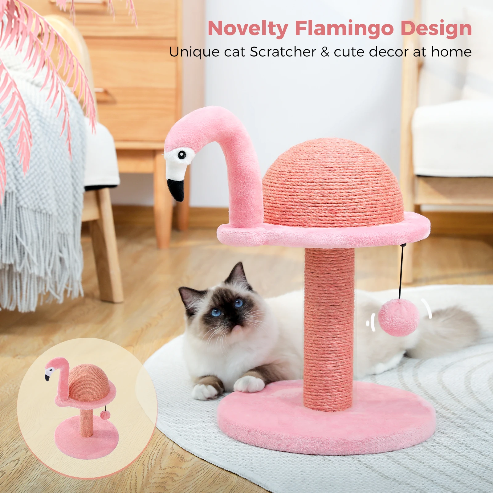 

Small Cat Tree Tower with Sisal Scratching Post, Funny Dangling Ball, Cat Scratching Post for Indoor, Cat Supplies, Cat Toys