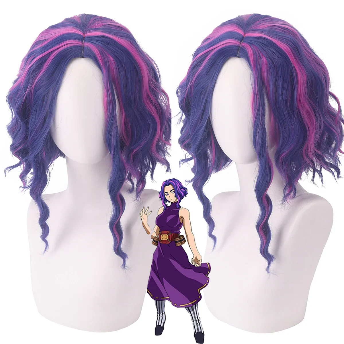 

Anime My Hero Academia Lady Nagant Cosplay Wig Adult Women Short Purple Curly Synthetic Heat Resistant Hair Wigs Halloween Props