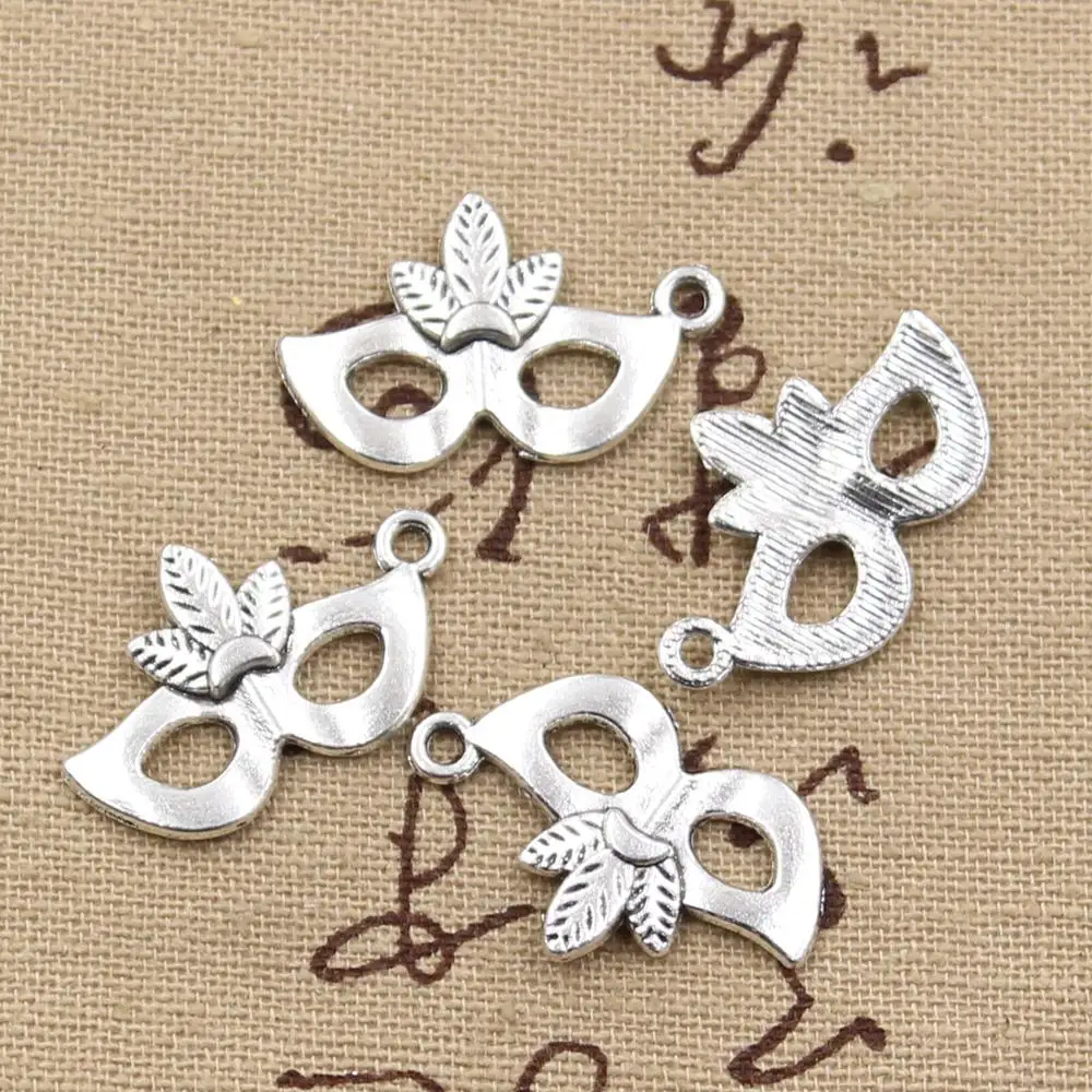 25 sztuk Charms maska na przyjęcie Masquerade Mardi Gras 24x15mmAntique brąz kolor srebrny wisiorki Making DIY Handmade biżuteria tybetańska