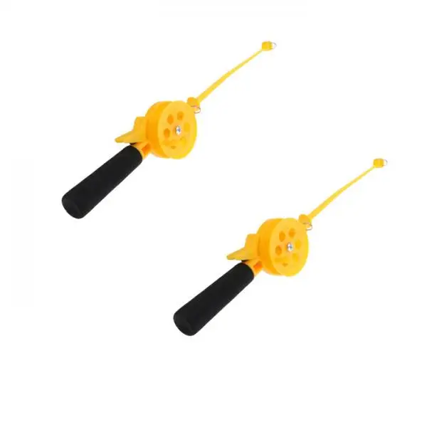 Ice Fishing Combo Mini ABS Yellow Rod with Reel Portable Fishing Gear Set for Lake Pond River Holidays