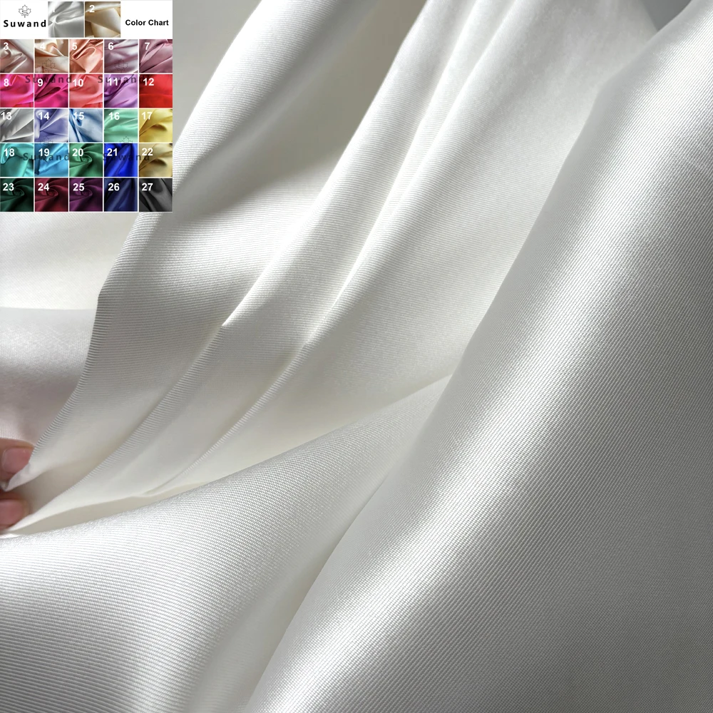 Luxury White Stiff Mikado Satin Fabric by Yard, Evening Bridal Wedding Dress Suit Fabric, Twill Satin DIY Sewing Material