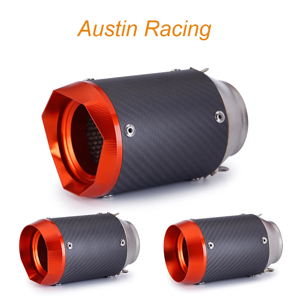 Performance universal AR exhaust pipe For AustinRacing ninja400 CBR500 R6 carbon fiber exhaust muffler for motorcycle  Z900 Z100