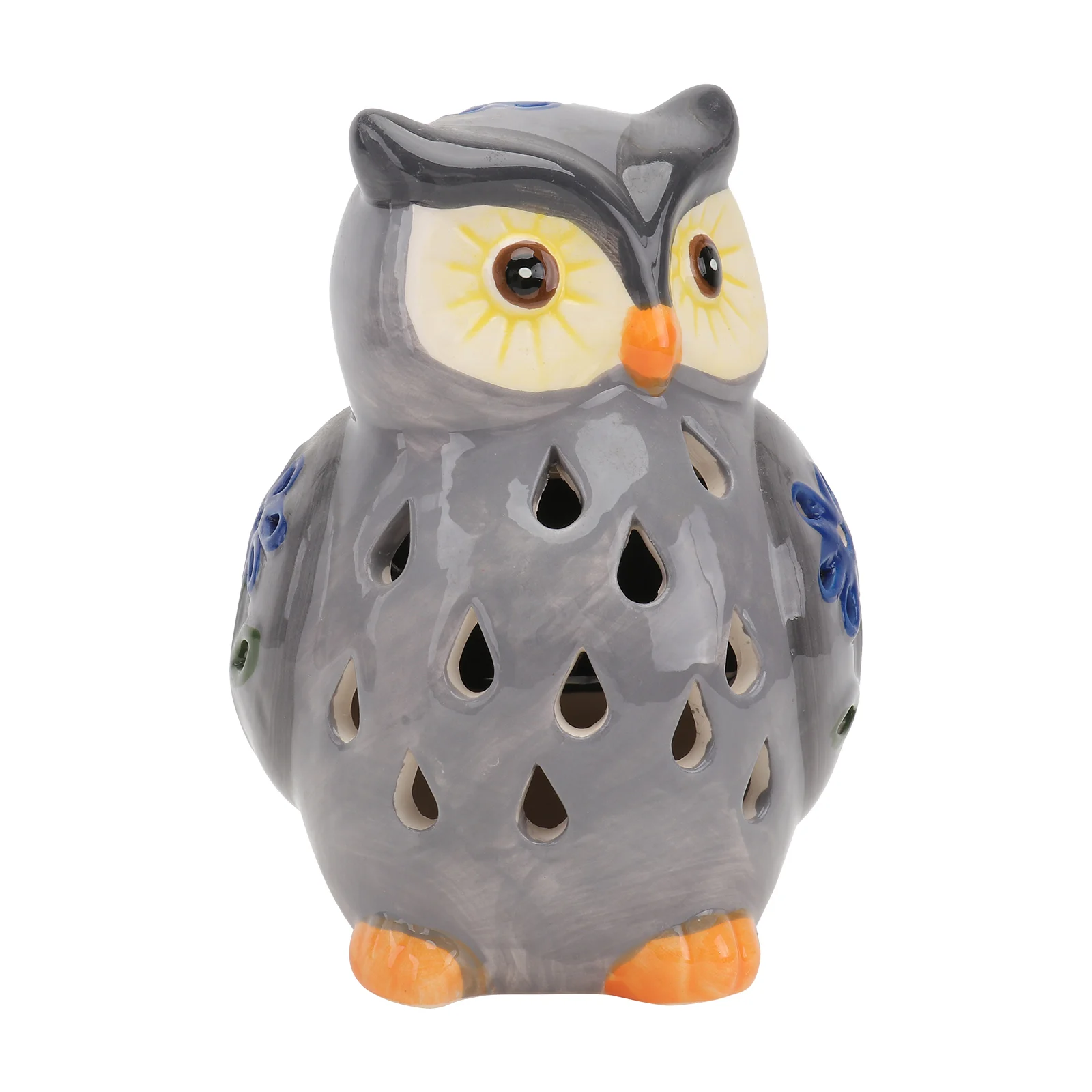 

1pc Solar Owl Lamp Dark Grey Ceramic LED Garden Landscape Light Outdoor Night Courtyard Decor Yard Retro Style Waterproof Small