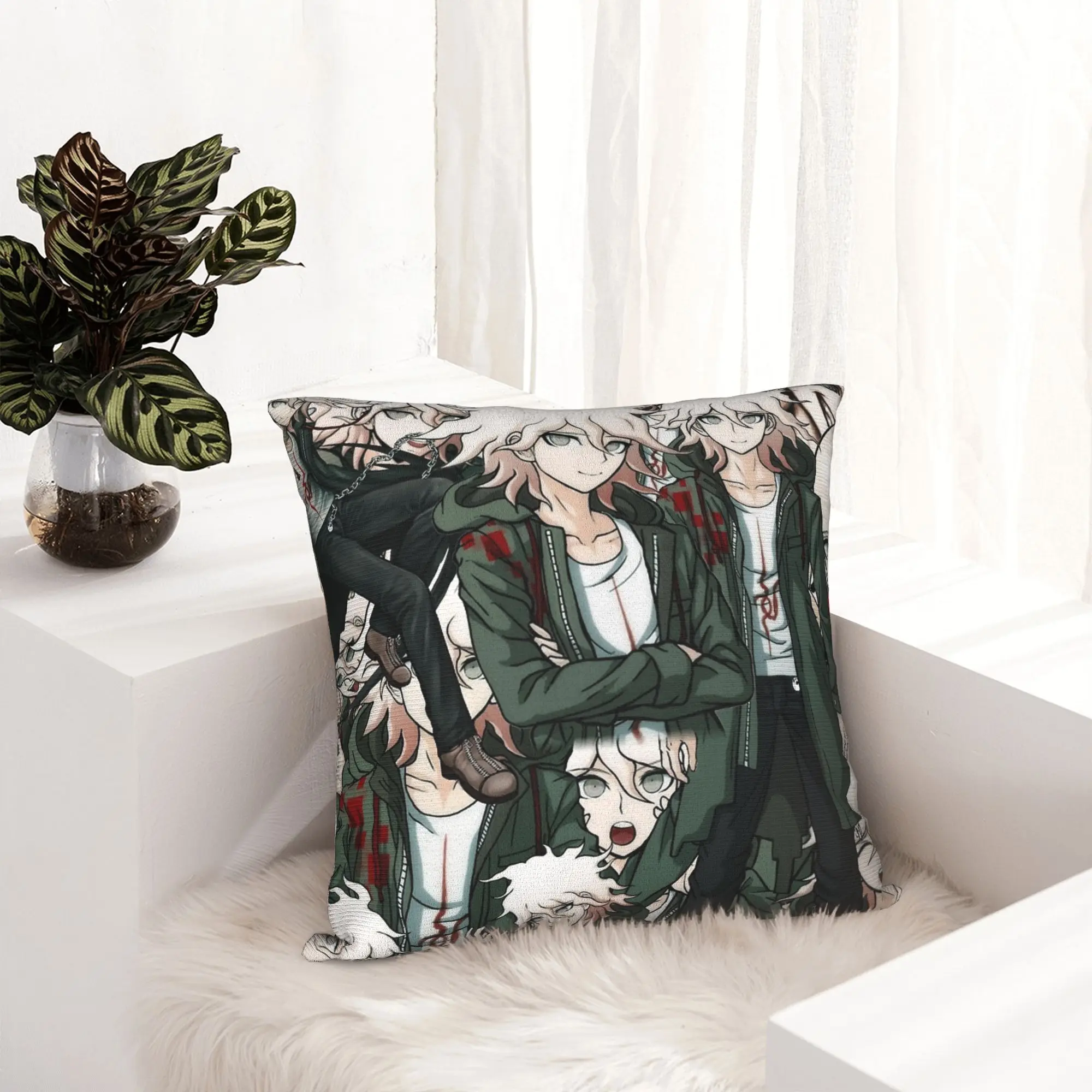 Nagito Komaeda Anime Pillowcase Printing Cushion Cover Decoration Pillow Case Cover Bedroom Zippered