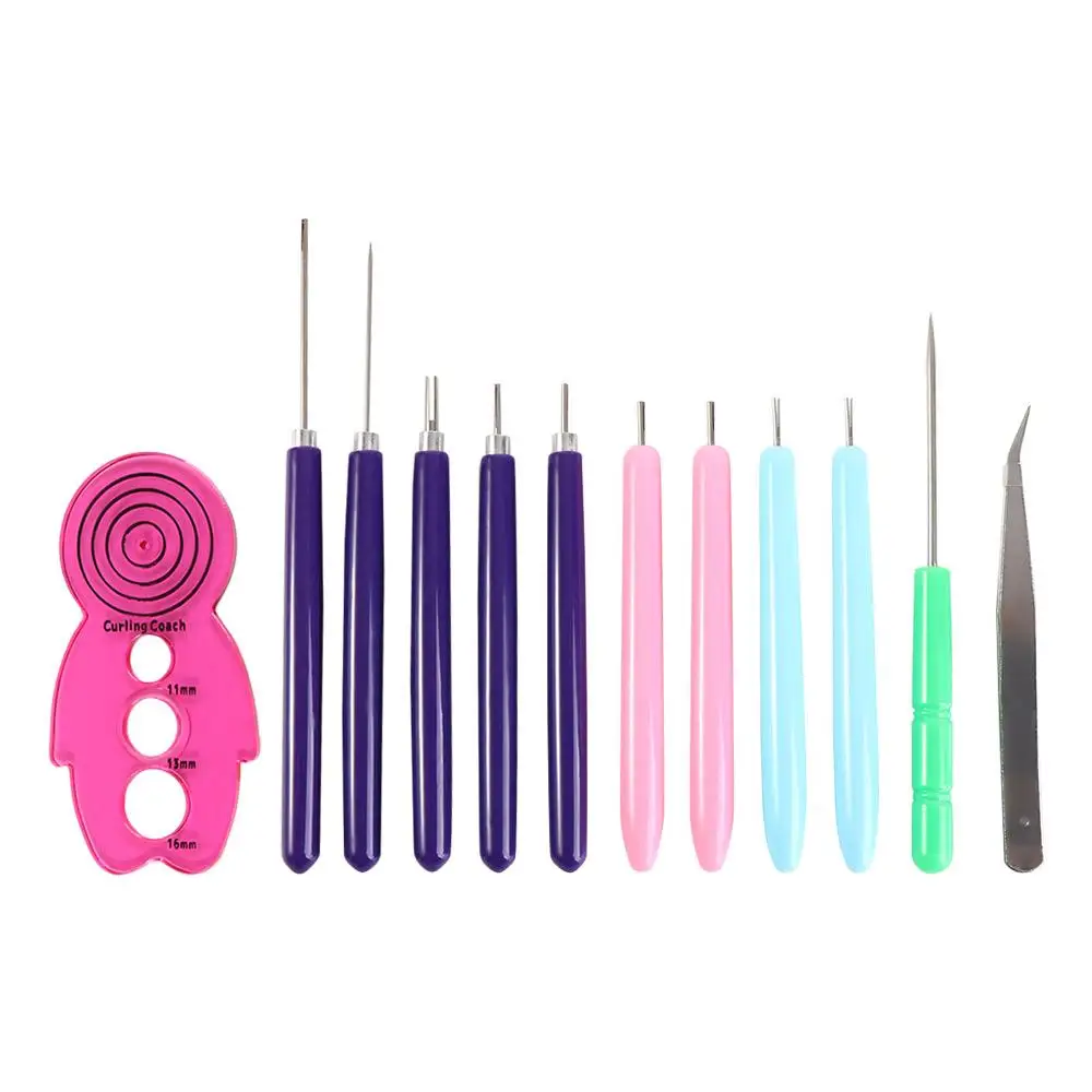 12PCS Quilling Slotted Pen Paper Quilling Tools Paper Curling Multi Size Quilling Needle Kit Paper Craft Paper Quilling Pen