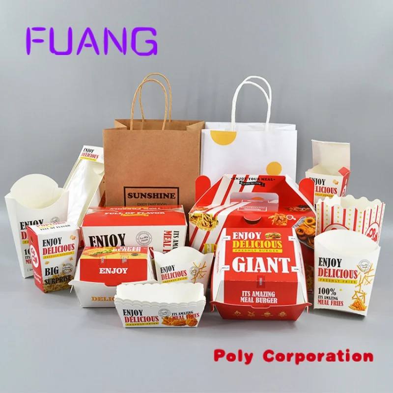 Custom  Wholesale MDonalds French Fried Chicken Chips Takeaway Fast Food Packing Custom Print Kraft Hamburger Burger Box