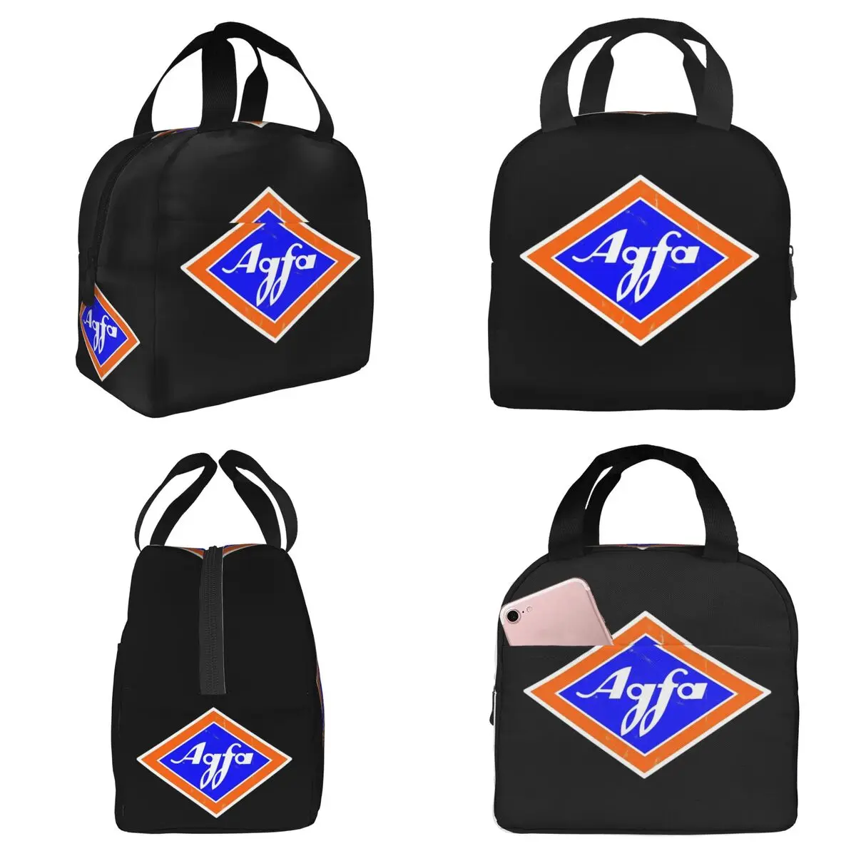 Bolsa térmica para el almuerzo con logotipo retro de Agfa Film de los años 60, para niños, para la escuela, caja térmica para alimentos, bolsa para el almuerzo a prueba de fugas, contenedor para loncheras