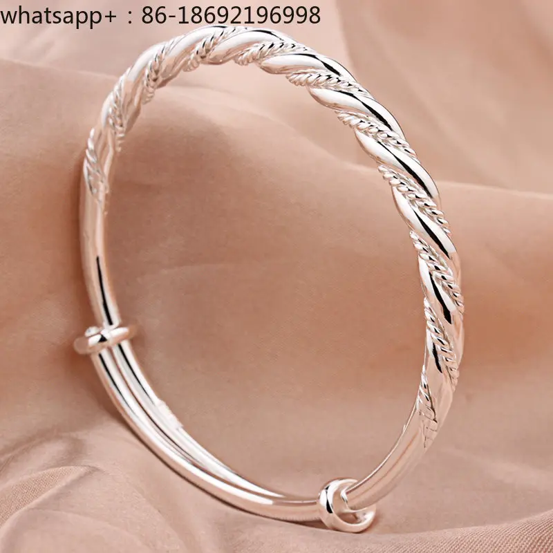 Push-pull Silver Bracelet 999 Sterling Silver Women's Twist Woven Ethnic Style Fashion Silver Bracelet