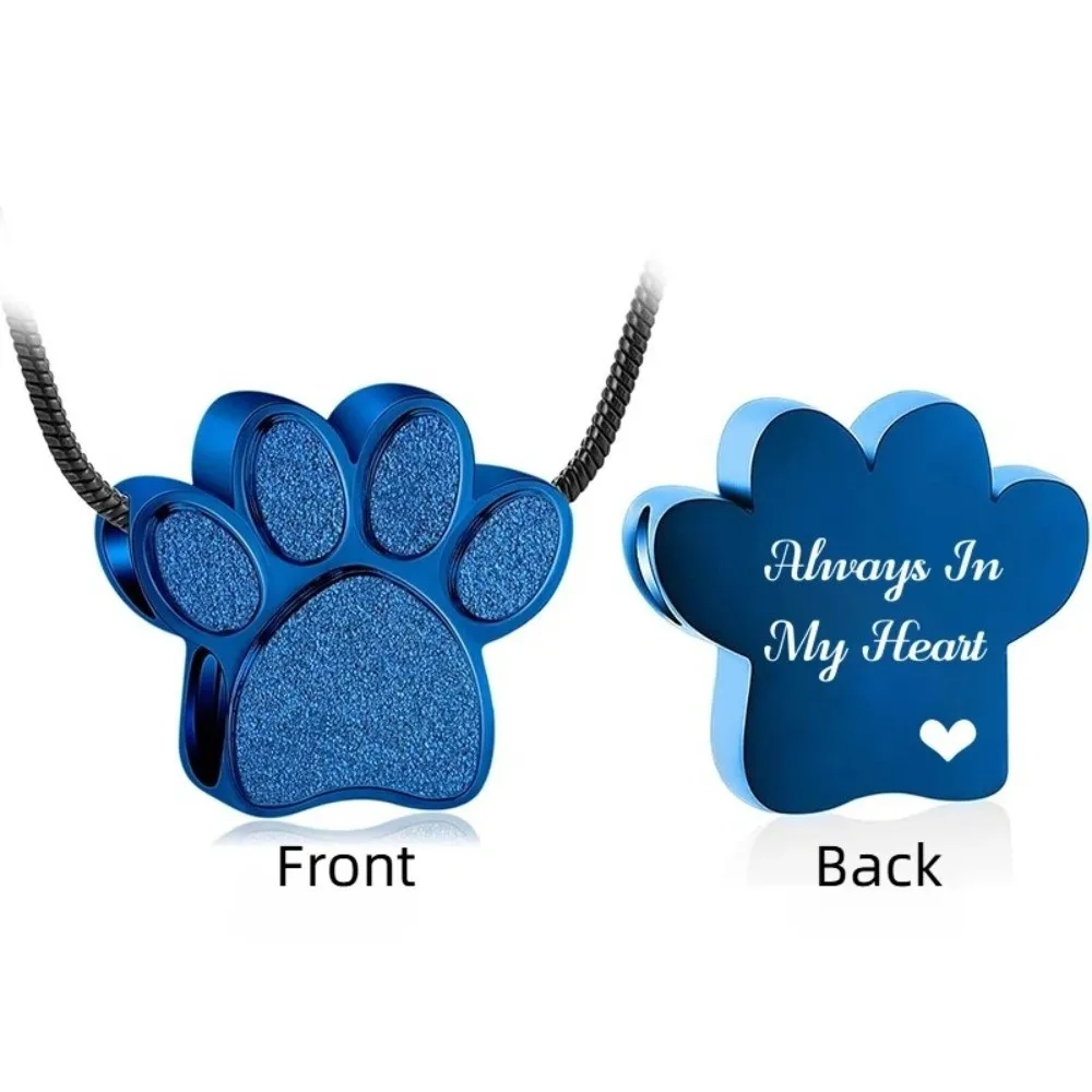 Stainless Steel Paw Print Urn Pendant Creative Mini Pet Urn Necklace Adjustable Fillable Design Ashes Cremation Keepsake