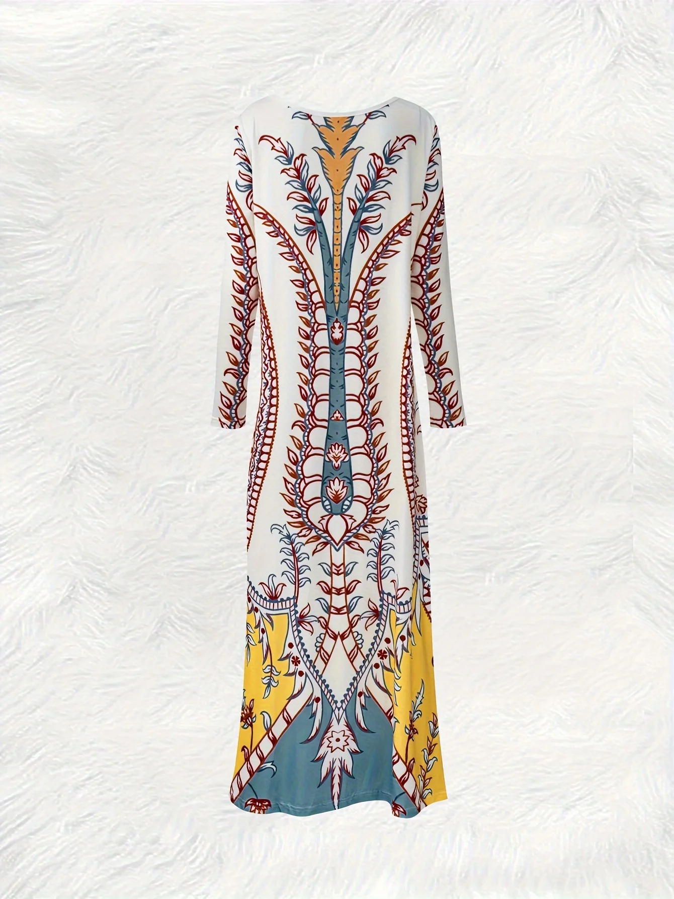 Printed Design Leisure storm, West Asian style floral geometric print women's dress