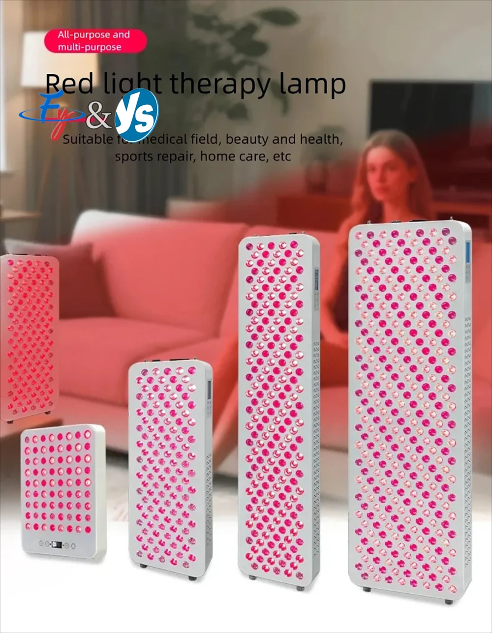 Intelligent infrared therapy lamp 1000W, 1500W, 600W beauty and fitness baking lamp, floor mounted full body LED red light