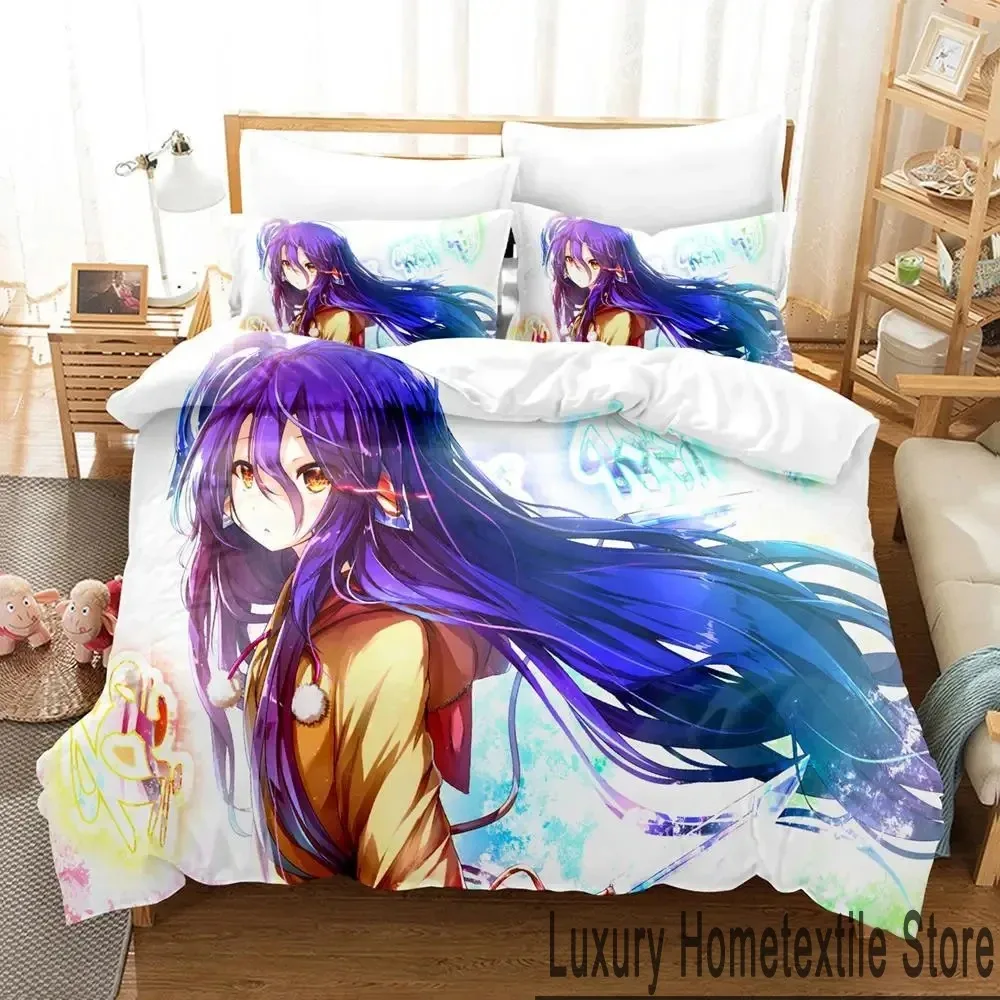 3D Printed No Game No Life Anime Bedding Set for Boys Girls Duvet Cover Pillowcase Twin Queen King Full Single Double Sizes