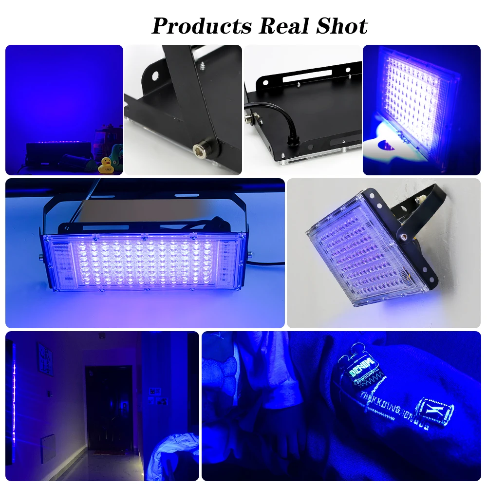 395nm 400nm LED UV Floodlight 220V Ultraviolet Stage Lamp 50W 100W 150W Fluorescent Party Disco Stage Light Ultravilet Lamp