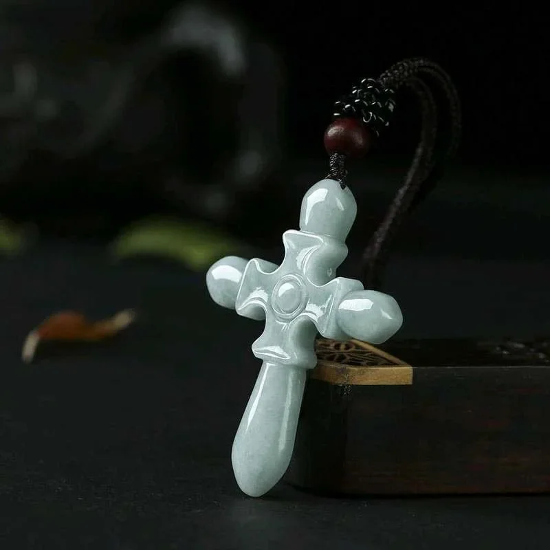 Emerald Cross Hanger Jade Ketting Certificaat Natuurlijke Charme Sieraden Mode Hand-Gesneden Man Vrouw Luck Amulet Nieuwe