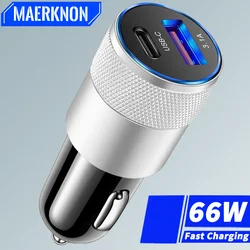 USB Car Charger 66W Fast Charging Quick Charger QC PD 3.0 For iPhone 15 14 Xiaomi Samsung S23 S22 Ultra Type C Car Phone Charger