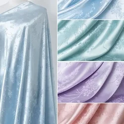 Micro Elastic Jacquard Fabric By Meters for Clothing Cheongsam Sewing Plain Flower Pattern Soft Acetate Satin Cloth Silky Purple