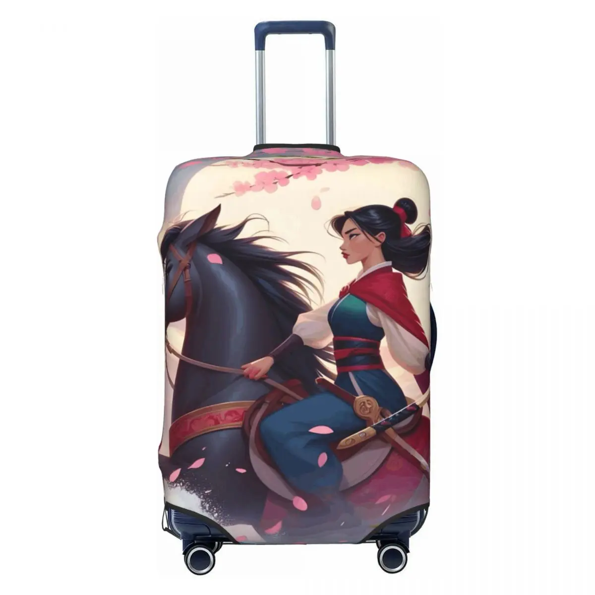 

Custom Funny Mulan Brave Hero Luggage Cover Protector Washable Fashion Cartoon Movie Travel Suitcase Covers