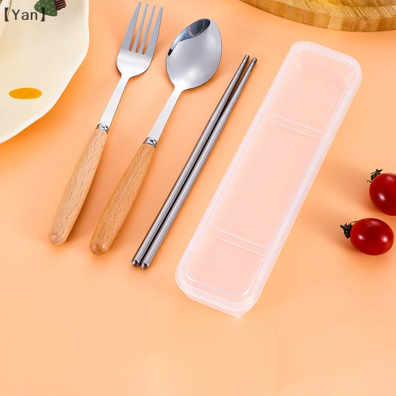 1/2/3 個ステンレス鋼食器木製ハンドルスプーンステーキナイフフォークティースプーン家庭用キッチン食器キッチンツール