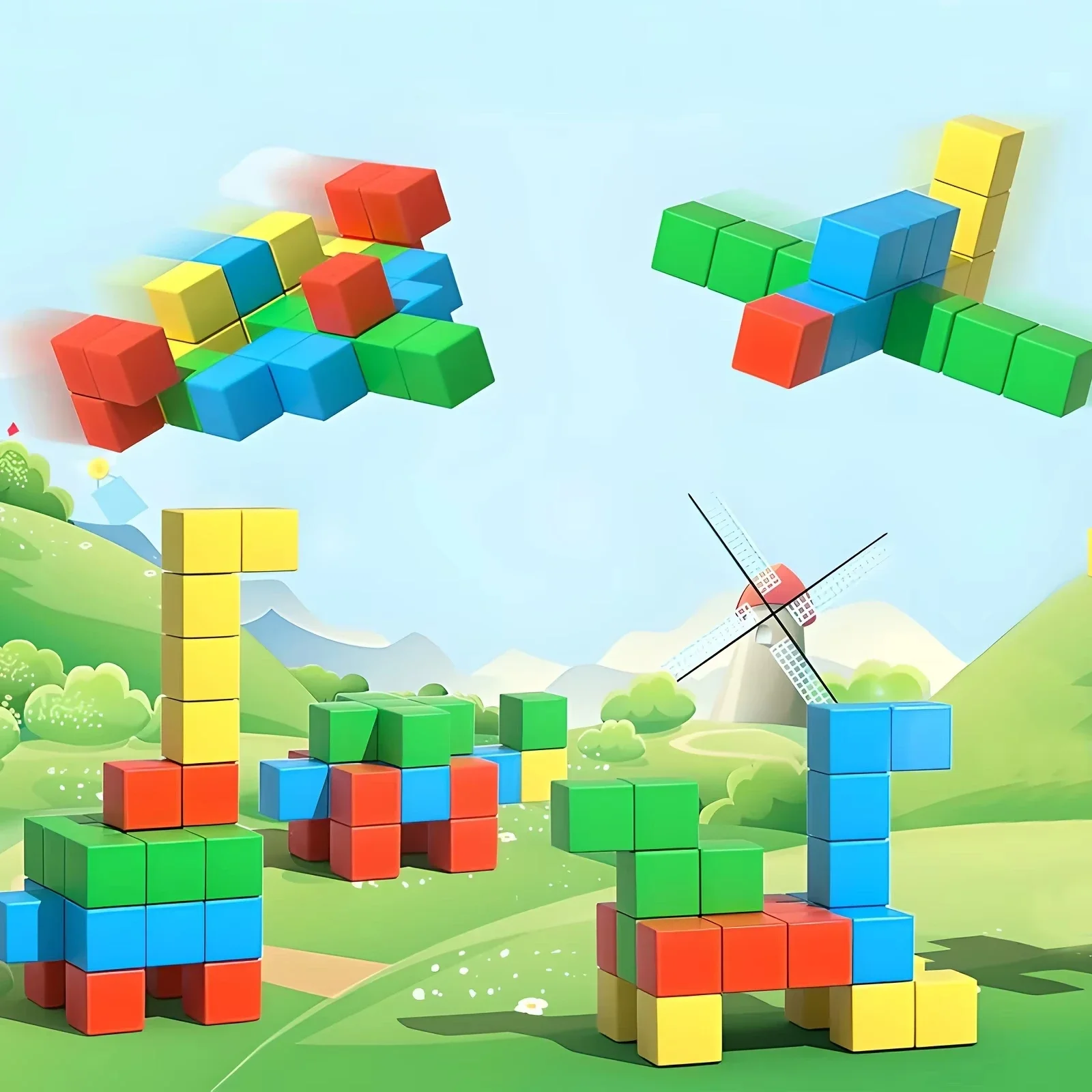 DIY Magnetischer Würfel Kinderspielzeug Magnetische Modellierung Bauspielzeug für Kleinkinder Vorschule Lernen Sensorisches STEM Montessori Spielzeug