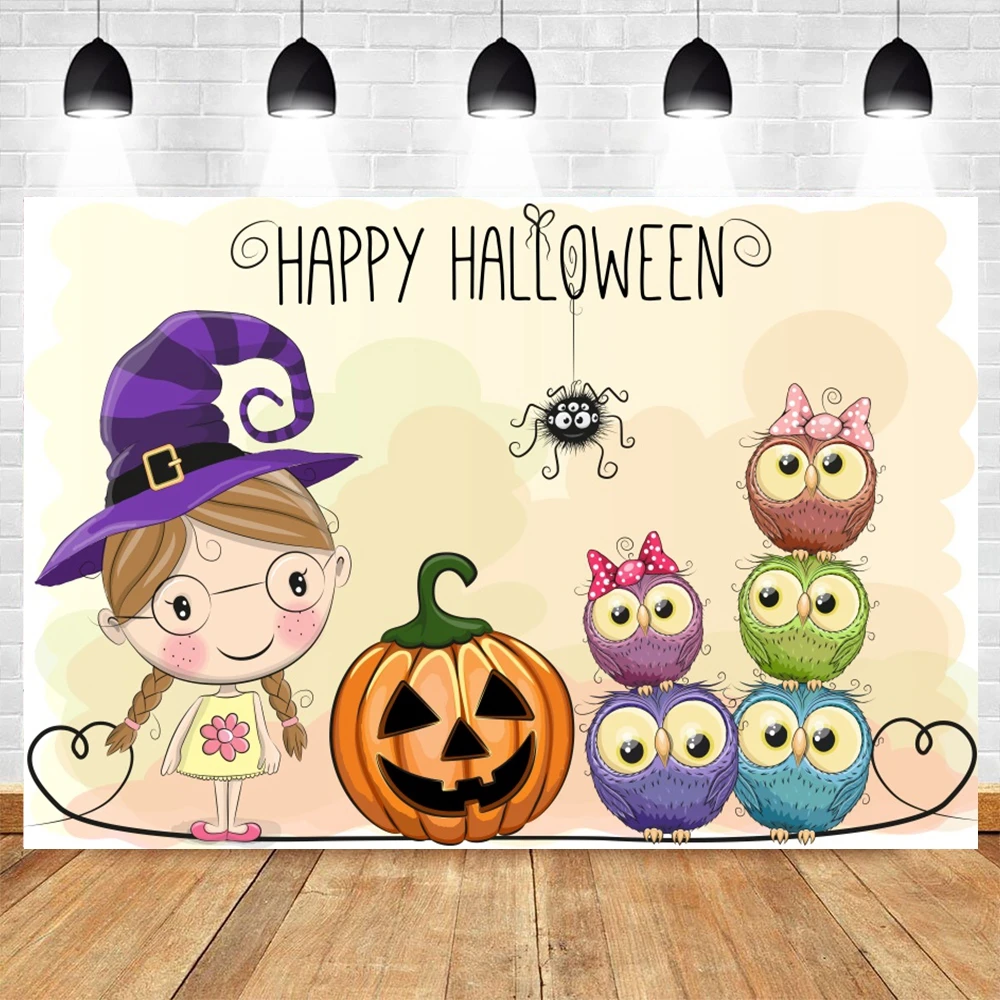 Happy Halloween Photography Backdrop Horror Moon Pumpkin Witch Bat Castle Baby Halloween Party Decor Photo Background Props