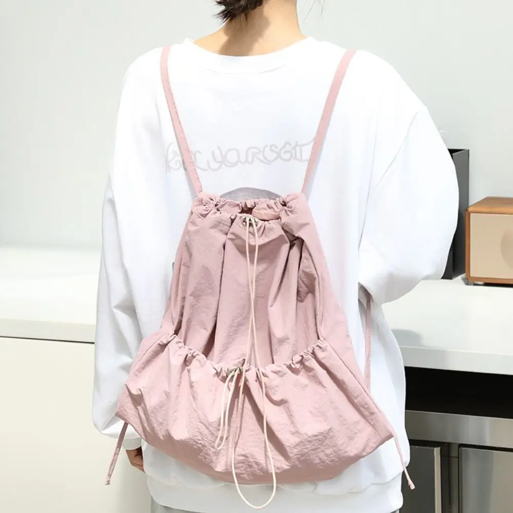 Outdoor Casual Drawstring Backpacks Korean Style Large Capacity Light Soft Nylon Bag Niche Design Light Soft Nylon Bag Tote Bag
