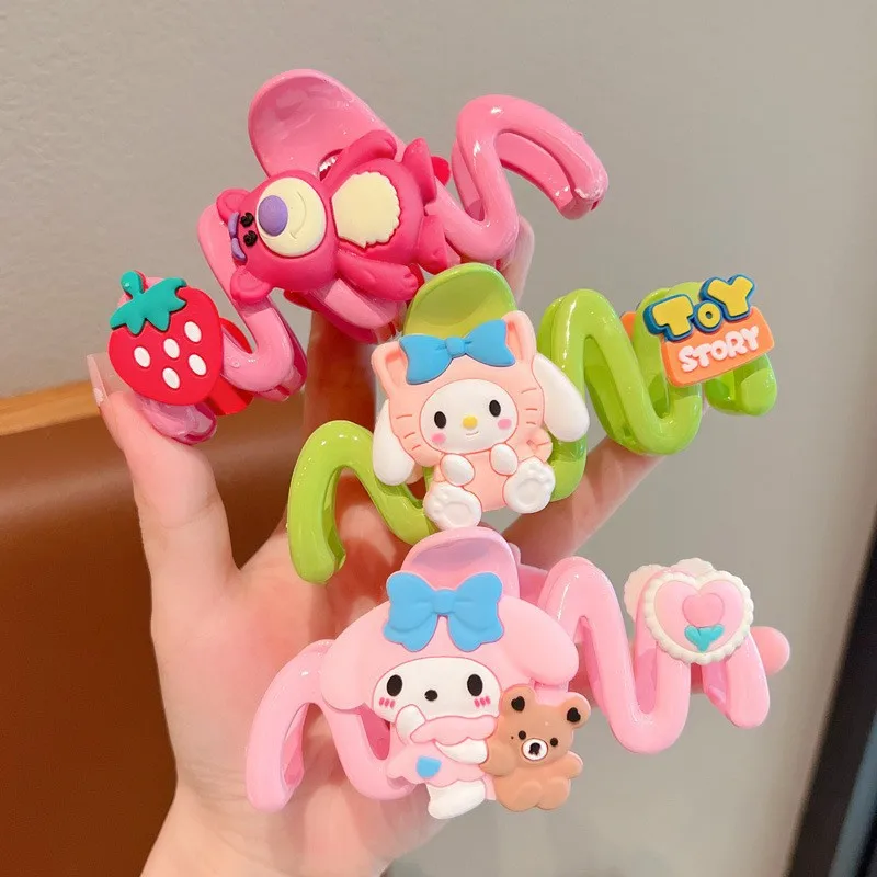 Sanrio Cartoon Kuromi Hairpins For Women Anime Cinnamoroll Hair Claws Girls Cute Melody Shark Clip Kids Birthday Xmas Party Gift