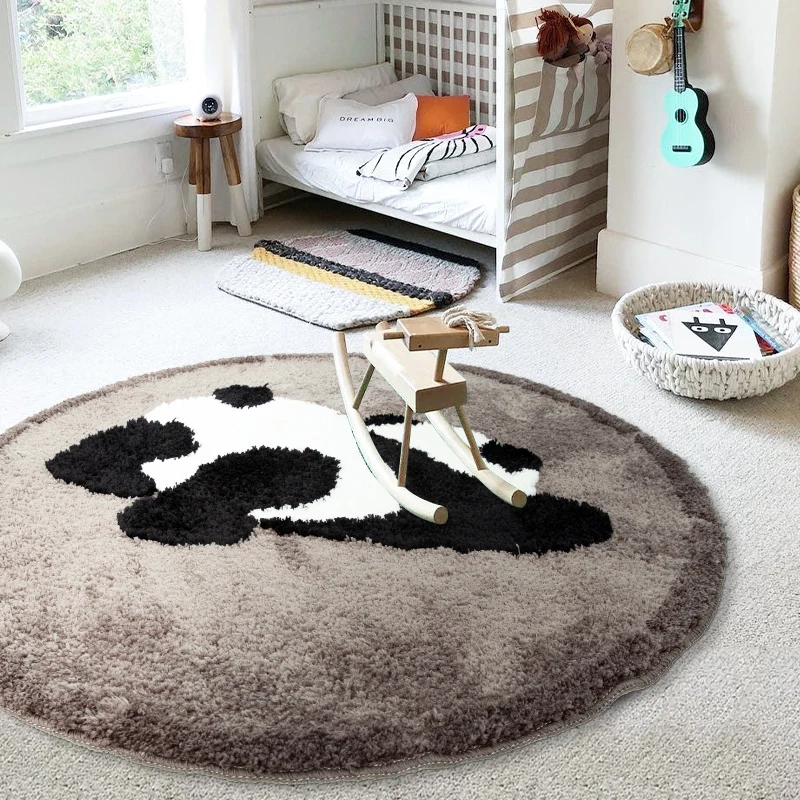 Cute Cartoon Panda Round Carpets for Bed Room Decoration Rugs Living Room Plush Carpet Home Fluffy Area Rug Thicken Floor Mat