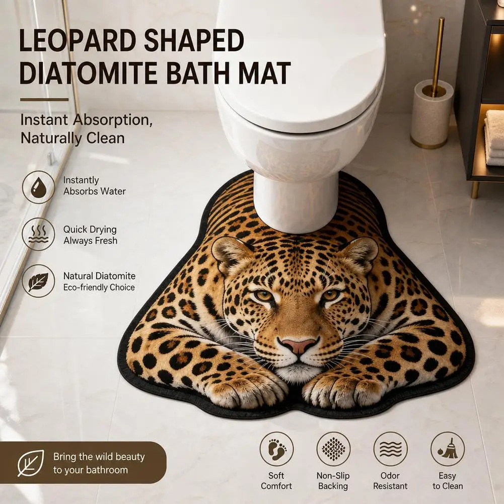 50x80cm Irregular Animal Bathroom Floor Mat U-Shaped Toilet Seat Mat Diatomaceous Earth Absorbent Splash Proof Mat