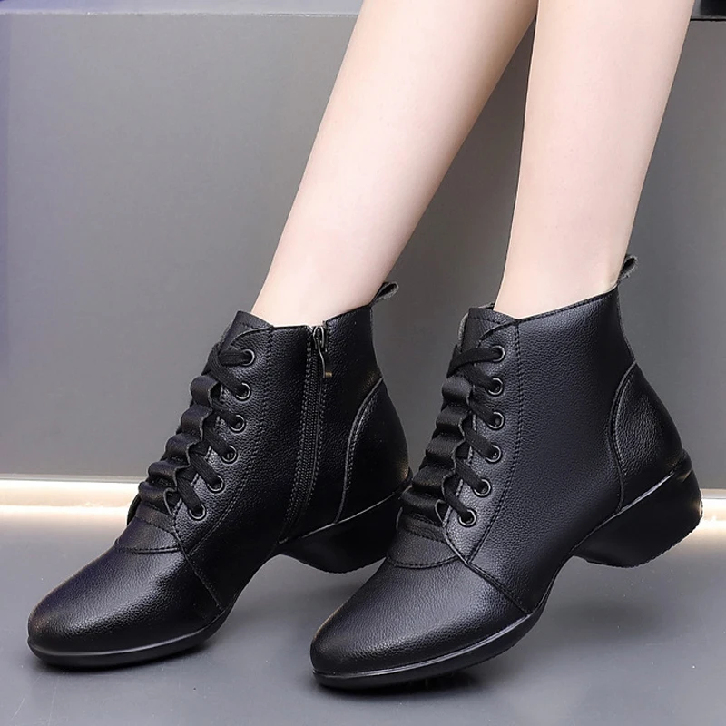 

Woman Ankle Boots Latin Dance Shoes White Black Rubber sole Dance Boots Salsa Tango Dancing Shoes Girls short Boots