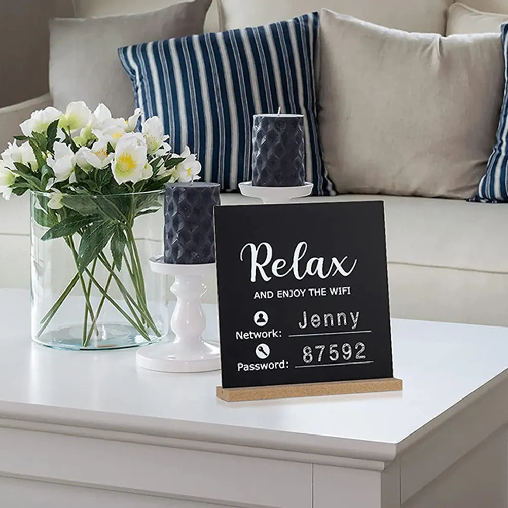 

Elegant Wooden WiFi Sign Chalkboard for Guests Shop Office Space Portable Table Standing Wireless Network Identifier