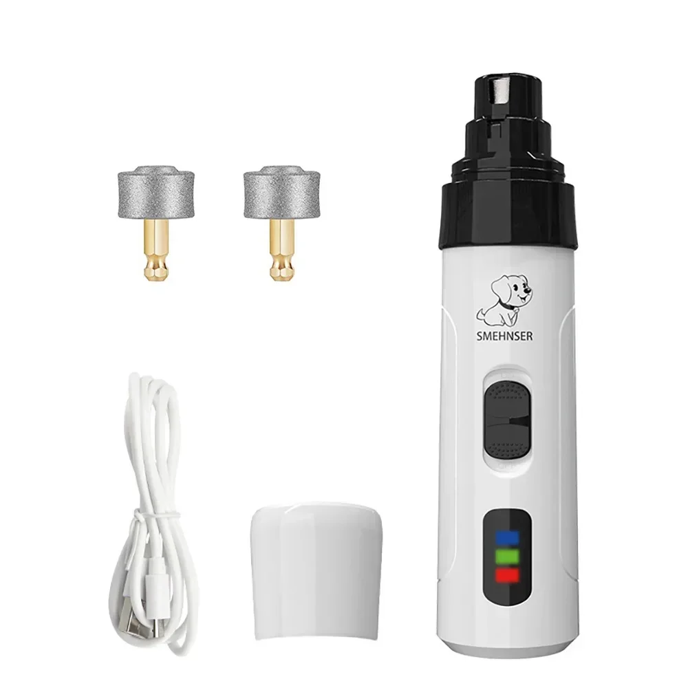 2-Speed 3-Port Pet Nail Polisher USB Charging And Plug-in Dual-Purpose Low-Noise Cat And Dog Electric Nail Beauty Polisher