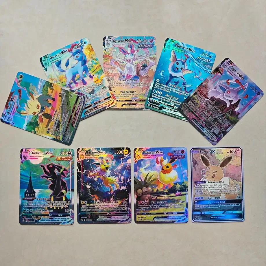 

9Pcs/set DIY PTCG Pokemon Card Holographic Color Flash Eeveelution Vaporeon Espeon Anime Figure Collection Card Toy Gift Wave 4