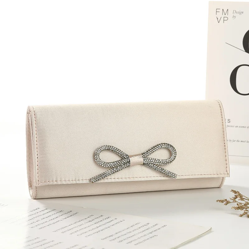 New Women Clutch Bag Ins Fashion Long Wallet Bowknot Purse Evening Dinner Bag For Party Bag Woman