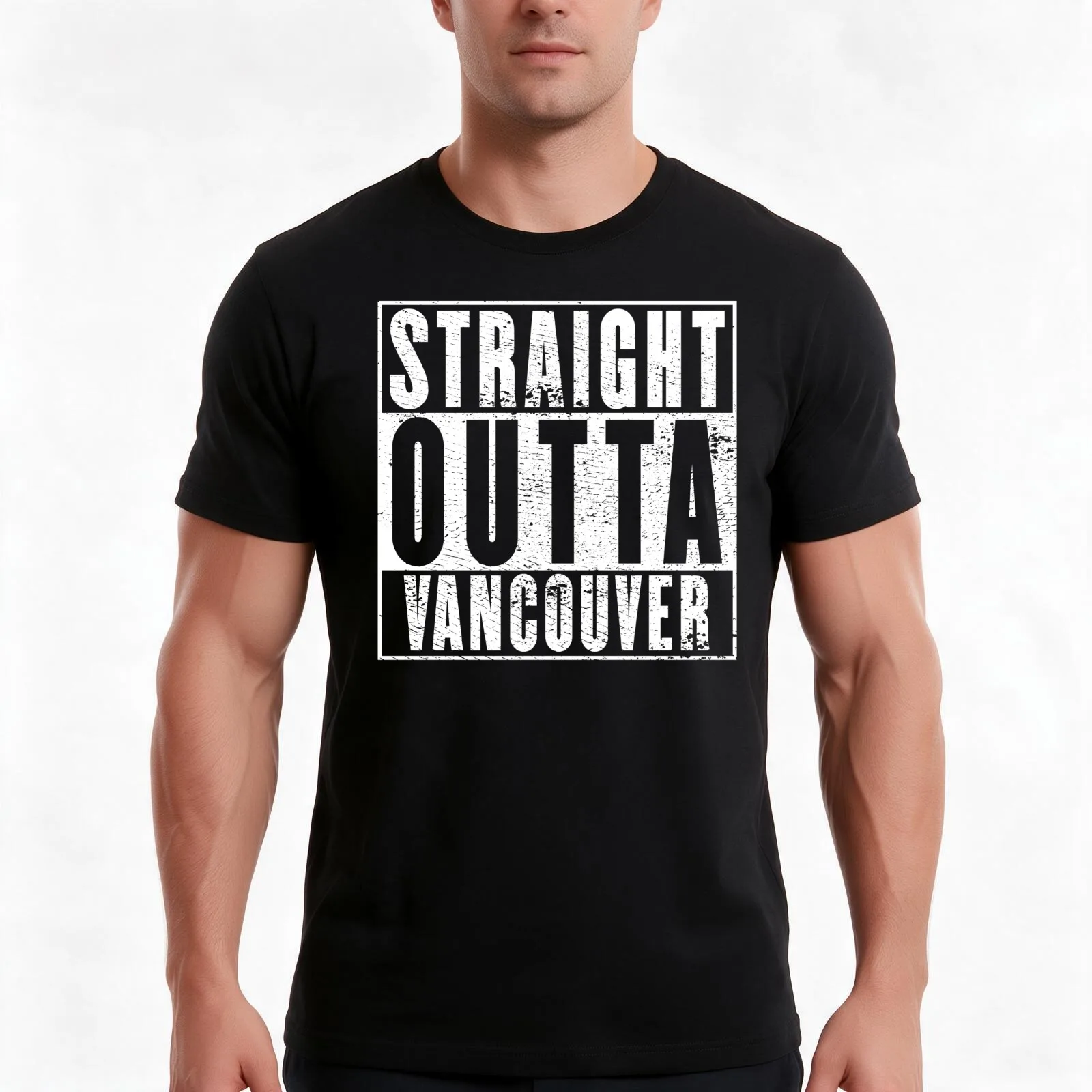 Straight Outta Vancouver T-Shirt, Summer Casual Cotton Tee, Oversized Streetwear Tops, Vintage Graphic Print, Unisex Men Women