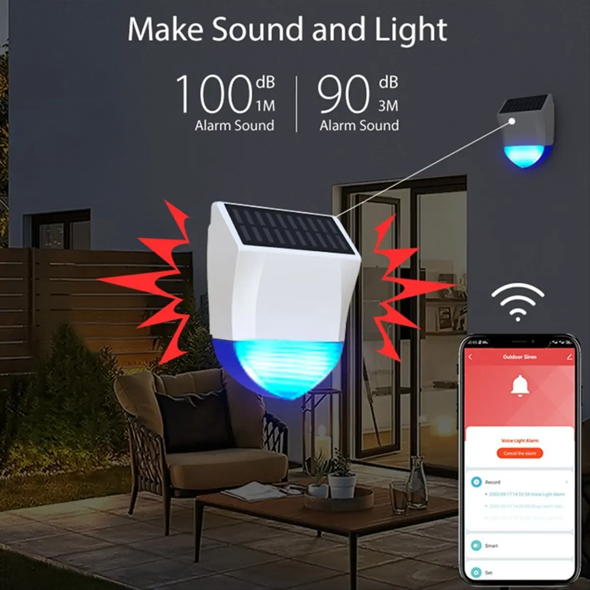 ★♠♥Y567A Hot Sale-NEO Graffiti Smart Audible Alarm ZigBee Outdoor Sound and Light Alarm Waterproof Solar Sound Light Alarms