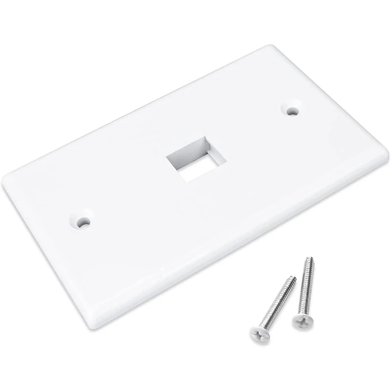 10-Pack 1 Port Keystone Jack Wall Plate, Low Profile Ethernet Wall Plate Single Gang Wall Plates For Keystone Jack White