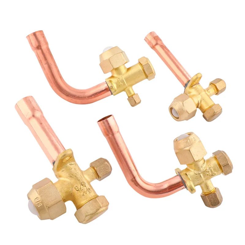 Three-Way AC Service Valve High Low Pressure Refrigerant Charging Valve Air Conditioner Outdoor Unit