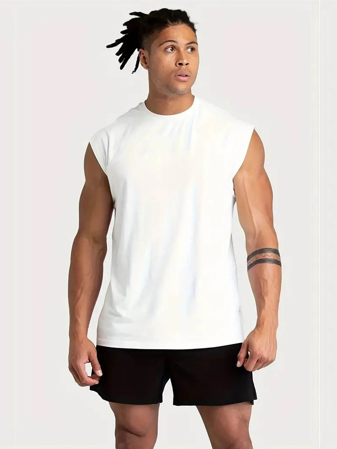 Summer fitness vest for men, breathable and loose fitting training sleeveless T-shirt, quick drying vest for men, fitness clothi