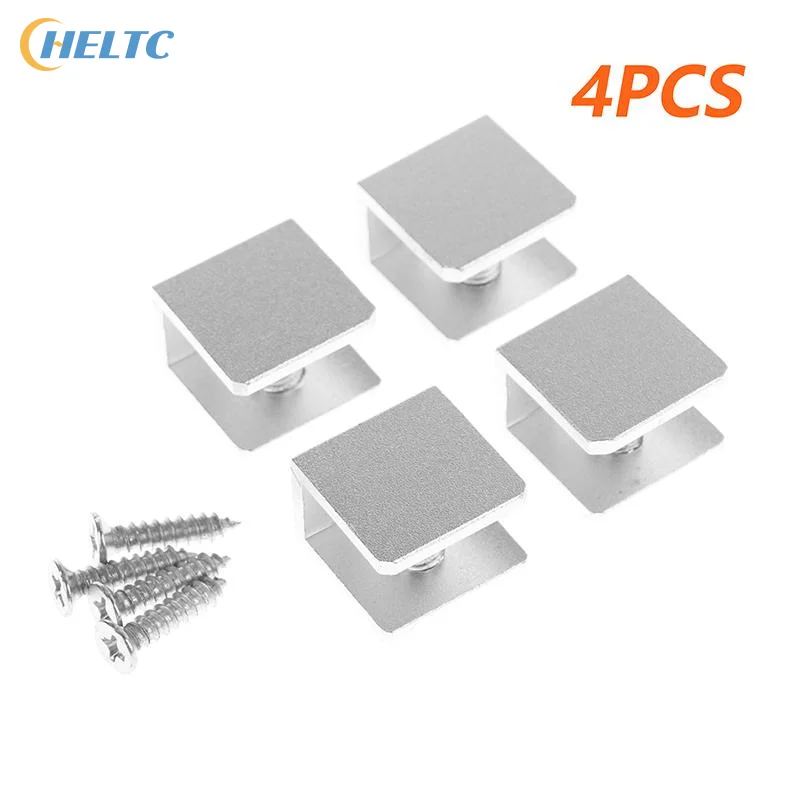 4 ชิ้น/ล็อตสแควร์แก้ว Clamps แก้ว CLAMP ผู้ถือชั้นวางคลิปอลูมิเนียมสนับสนุนสําหรับ 5 มม.6 มม.8 มม.10 มม.12 มม.ความหนา BOARD